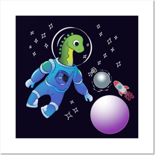 astronaut dino Posters and Art